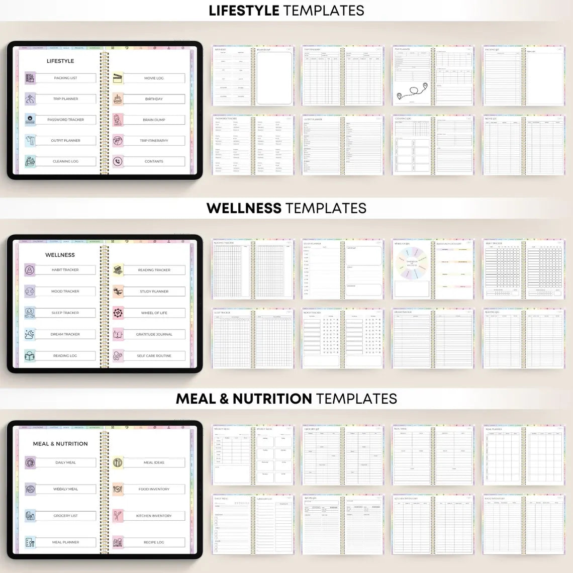 All-in-One Digital Planner 2024, 2025, 2026, Undated Digital Planner, Digital Journal, Digital Goodnotes Template, Notability, Daily Planner