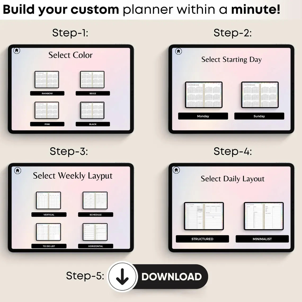 All-in-One Digital Planner 2024, 2025, 2026, Undated Digital Planner, Digital Journal, Digital Goodnotes Template, Notability, Daily Planner